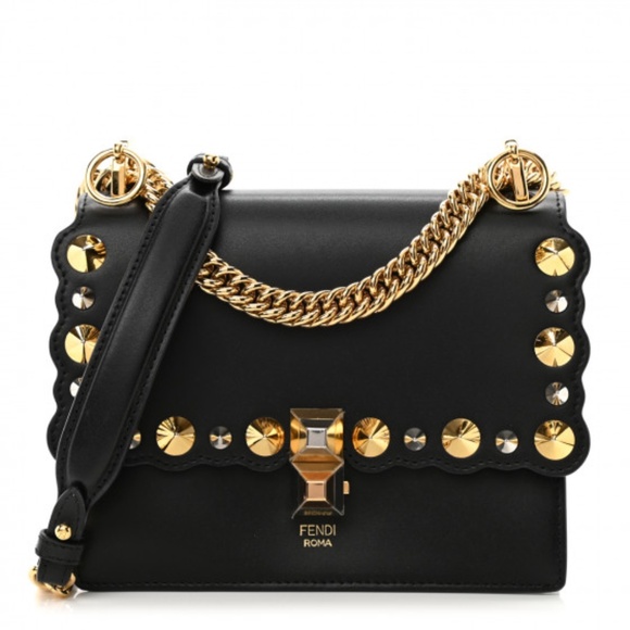 Fendi Kan I Studded Leather Shoulder Bag - Picture 1 of 9
